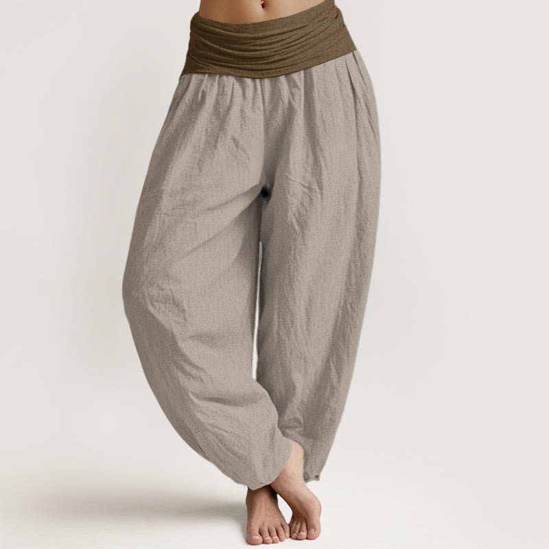 Tactile Cotton Color-Block Grounding Harem Pants
