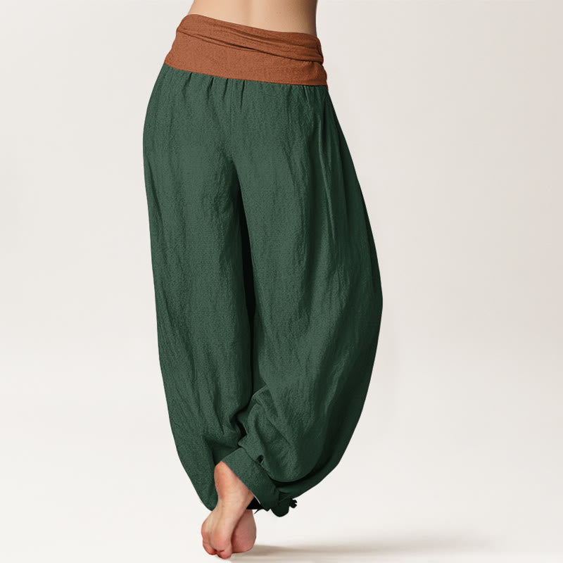 Tactile Cotton Color-Block Grounding Meditation Harem Pants