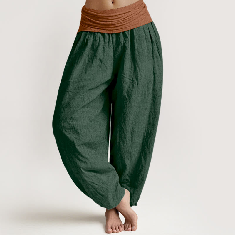 Tactile Cotton Color-Block Grounding Meditation Harem Pants