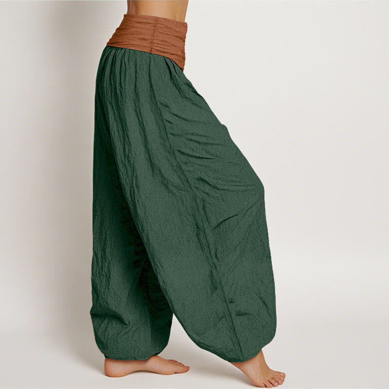 Tactile Cotton Color-Block Grounding Meditation Harem Pants
