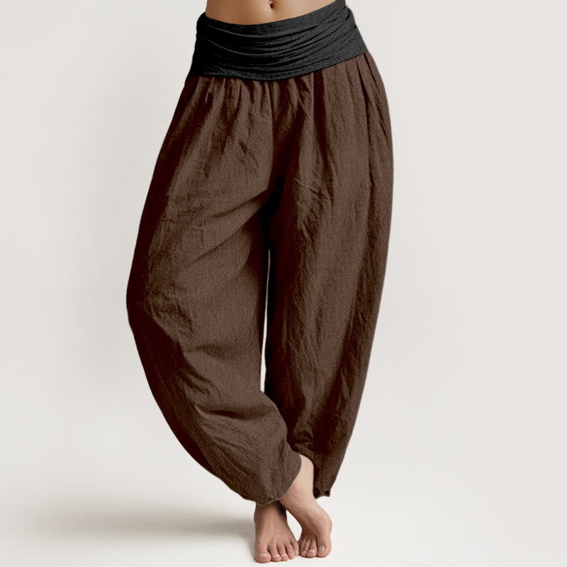 Tactile Cotton Color-Block Grounding Meditation Harem Pants