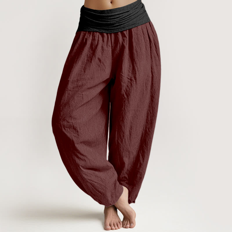 Tactile Cotton Color-Block Grounding Meditation Harem Pants