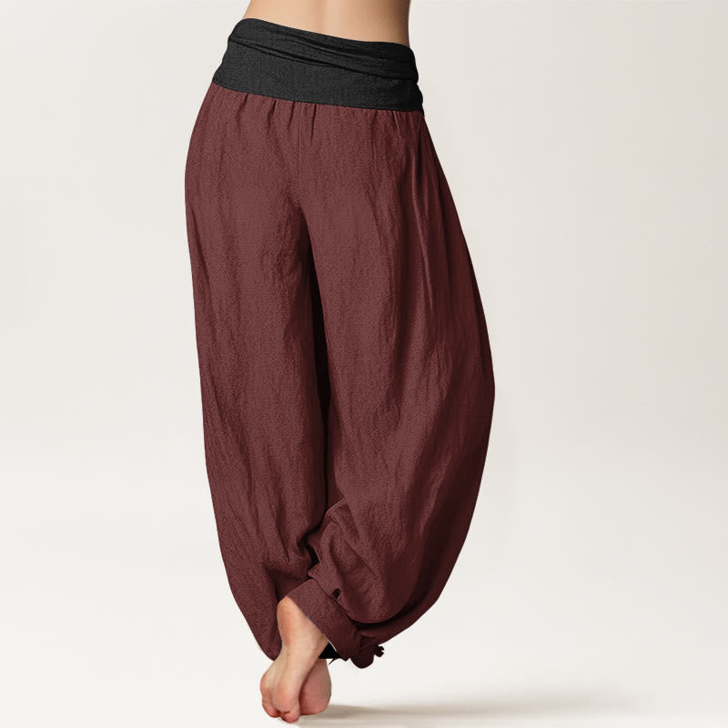Tactile Cotton Color-Block Grounding Meditation Harem Pants