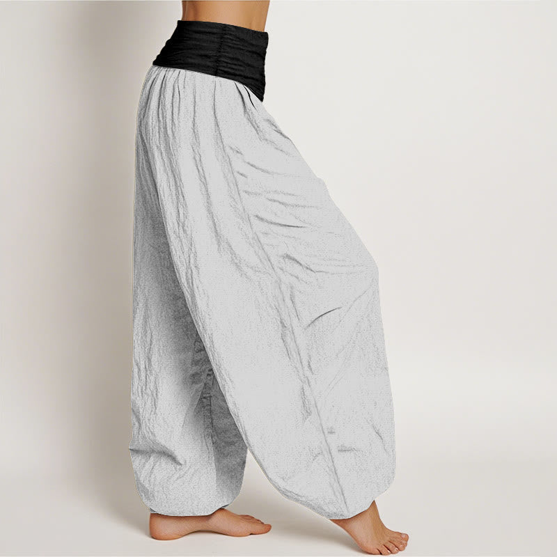 Pure Cotton Color-Block Harem Pants for Mindful Daily Movement