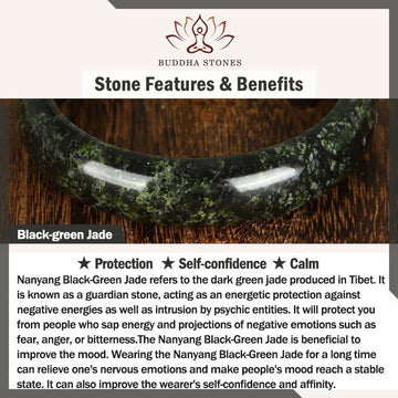 Solid Nanyang Black-Green Jade Natural Stone Cuff Bangle Bracelet