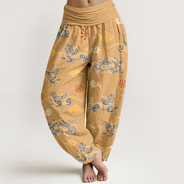 Pure Cotton Cloud Pattern Mindful Movement Harem Pants