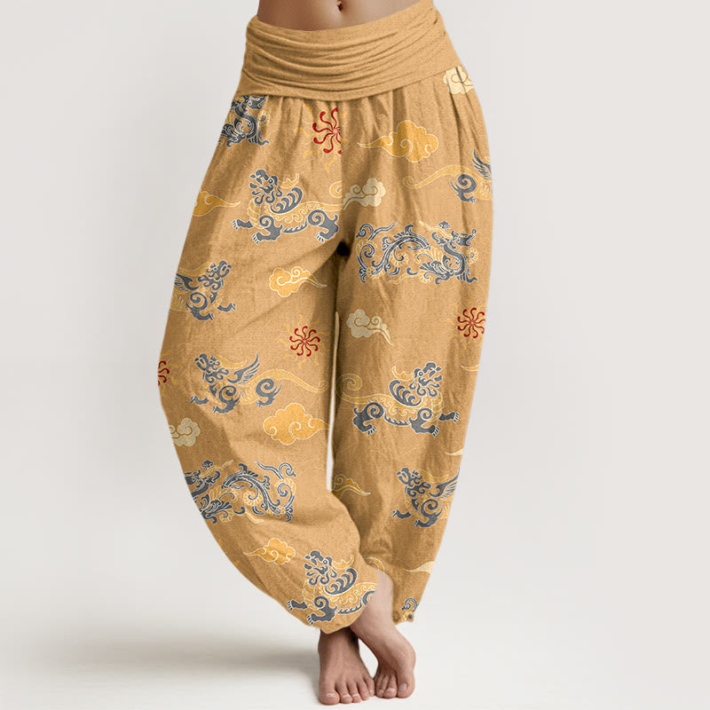 Pure Cotton Cloud Pattern Mindful Movement Harem Pants