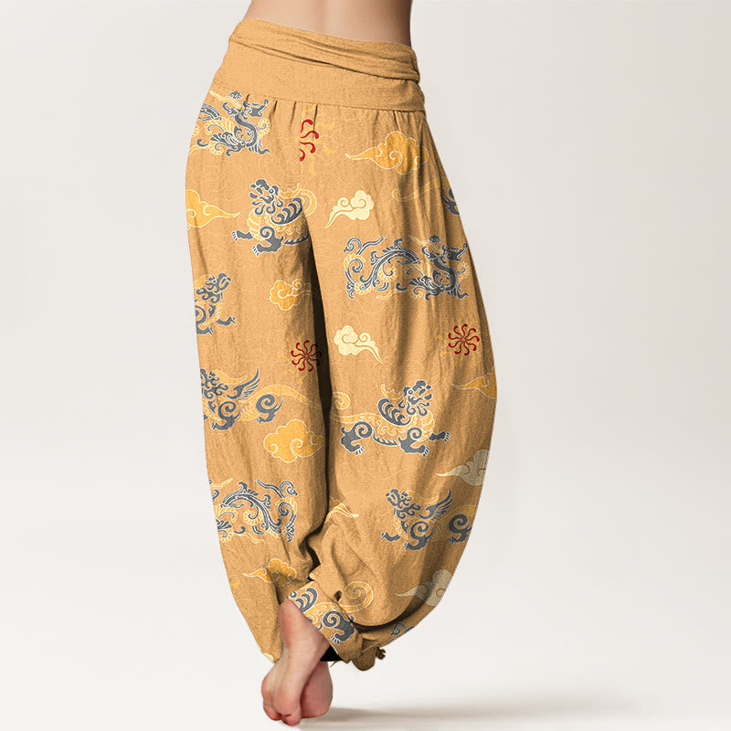 Pure Cotton Cloud Pattern Mindful Movement Harem Pants
