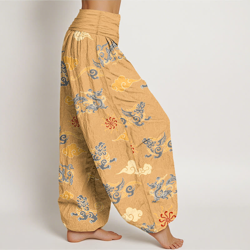 Pure Cotton Cloud Pattern Mindful Movement Harem Pants