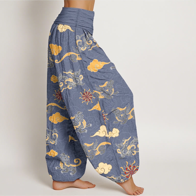 Pure Cotton Cloud Pattern Mindful Movement Harem Pants