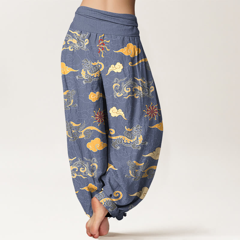 Pure Cotton Cloud Pattern Mindful Movement Harem Pants