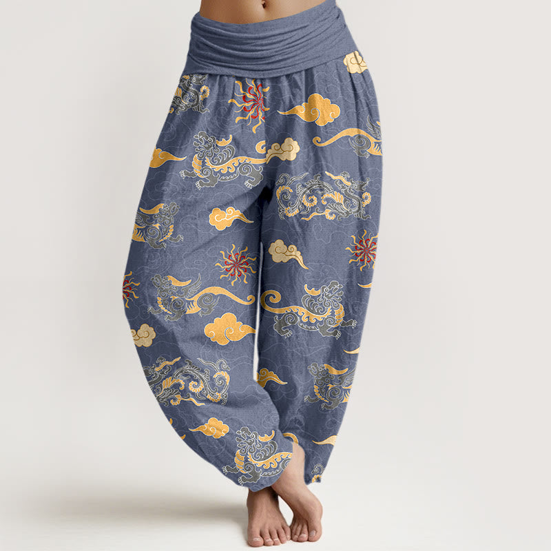Pure Cotton Cloud Pattern Mindful Movement Harem Pants