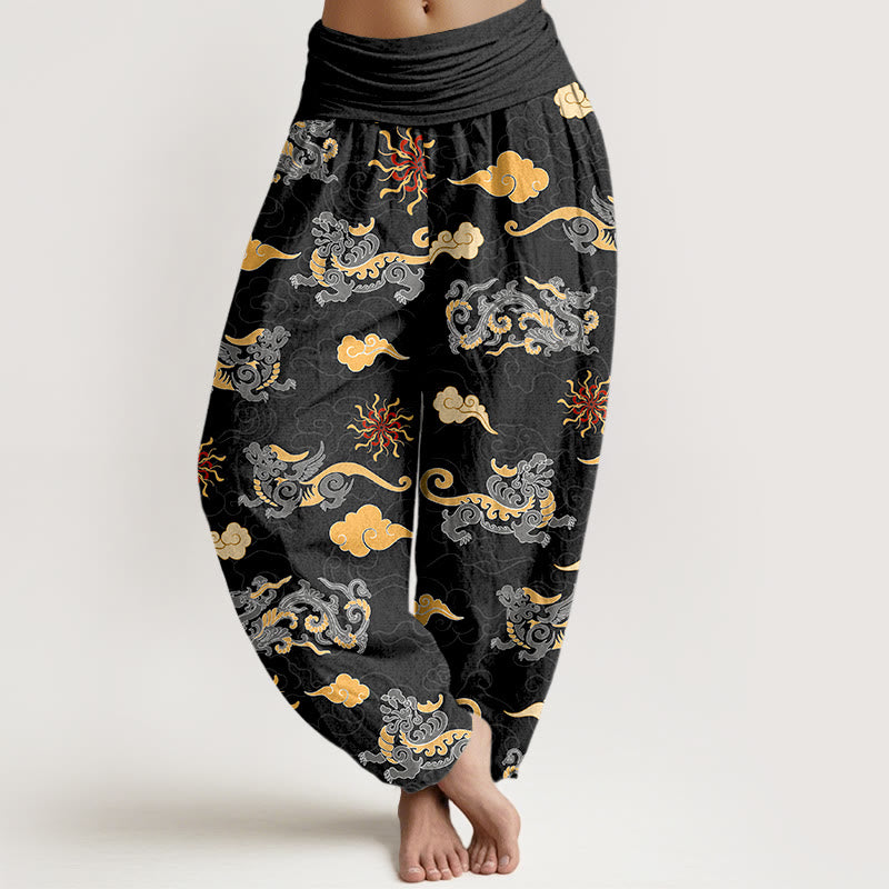 Pure Cotton Cloud Pattern Mindful Movement Harem Pants