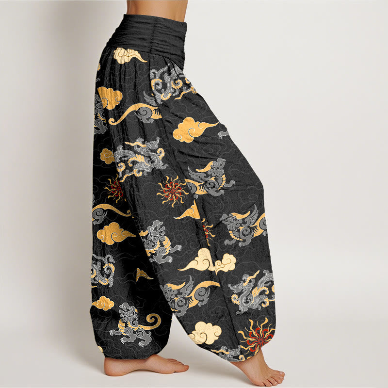 Pure Cotton Cloud Pattern Mindful Movement Harem Pants