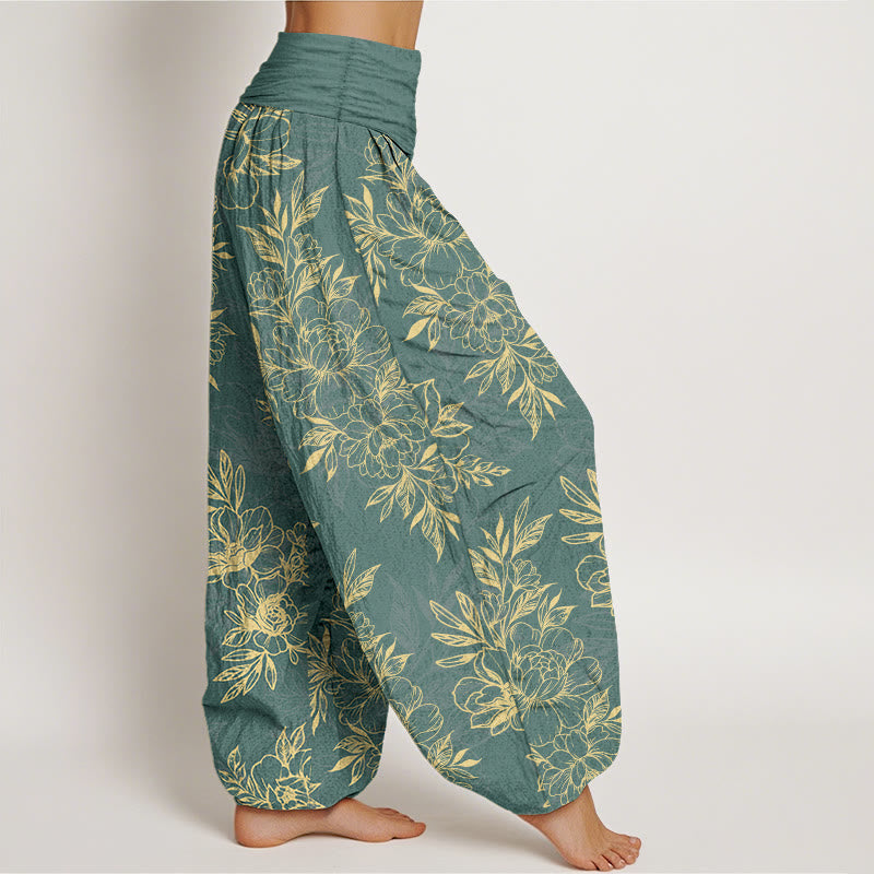 Botanical Print 100% Cotton Harem Meditation Pants