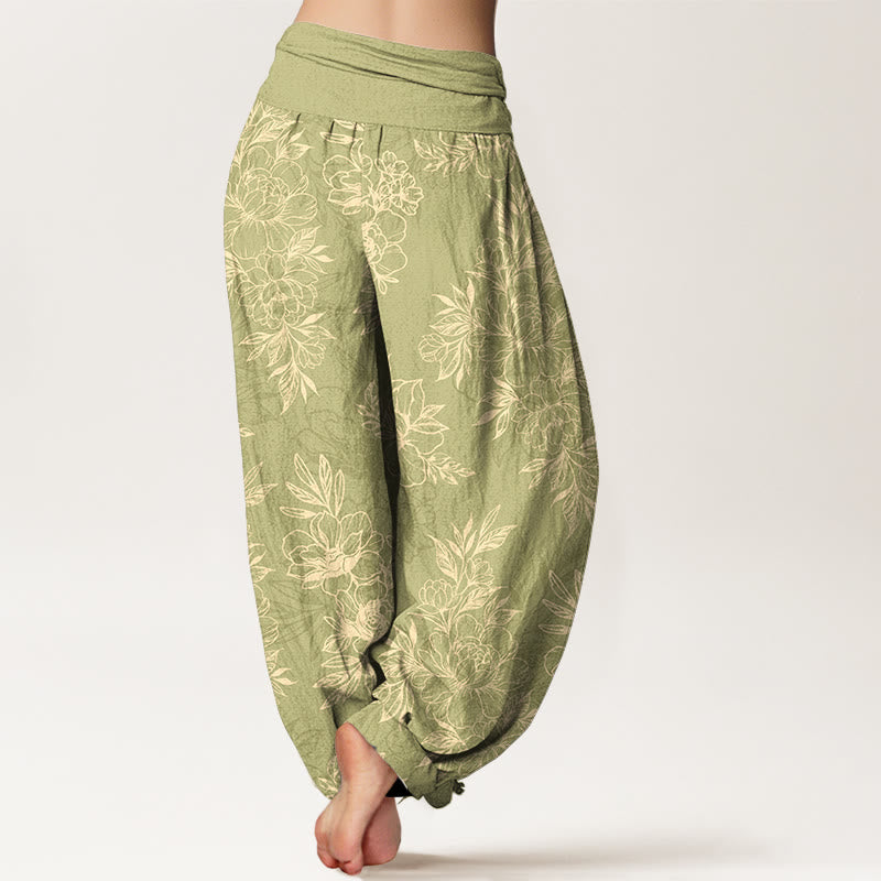 Botanical Print 100% Cotton Harem Meditation Pants