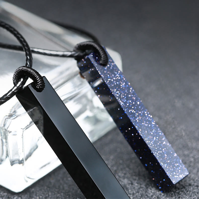 Black Obsidian Blue Sandstone Transformation Necklace Pendant