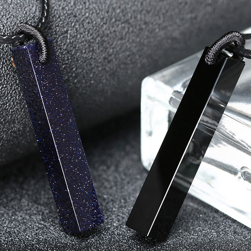 Black Obsidian Blue Sandstone Transformation Necklace Pendant