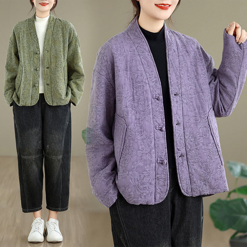 Thick Cotton Slim-Fit Frog-Button Thermal Jacket for Mindful Winter Living