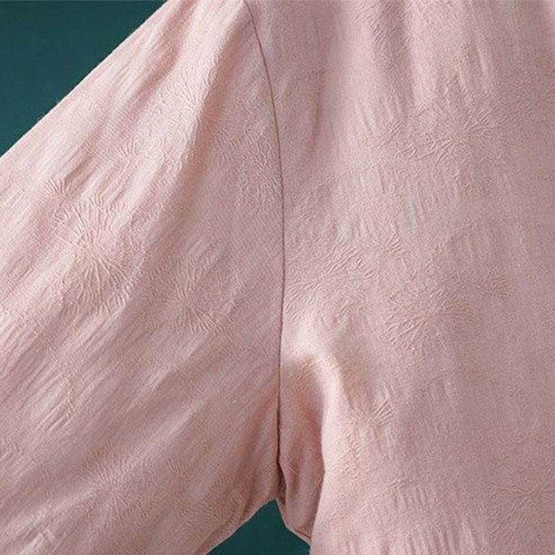 Winter Frog-Button Embroidery Flowers Vines Open Front Cotton Long Sleeve Women's Thermal Jacket