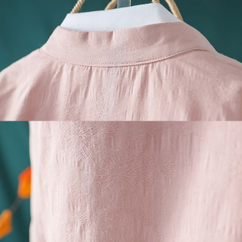 Winter Frog-Button Embroidery Flowers Vines Open Front Cotton Long Sleeve Women's Thermal Jacket