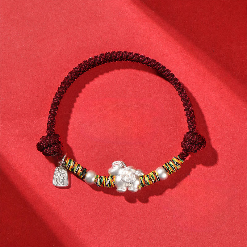 Handmade 999 Fine Silver Horse Zodiac Braided Red String Bracelet