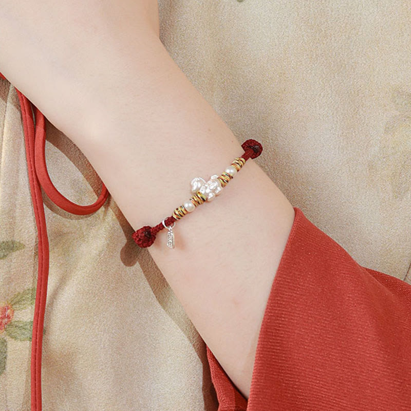 Handmade 999 Fine Silver Horse Zodiac Braided Red String Bracelet