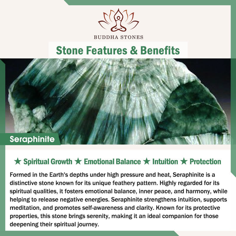 Natural Seraphinite Round Gemstone Beaded Bracelet for Emotional Balance