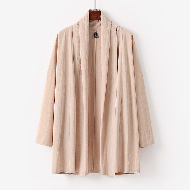 Tactile Open-Front Mid-Length Meditation Men's Kimono Jacket