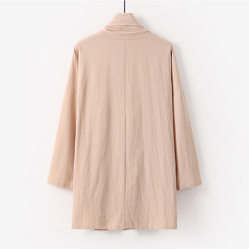 Tactile Open-Front Mid-Length Meditation Men's Kimono Jacket
