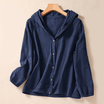 Tactile Cotton Jacquard Buttoned Meditation Hoodie