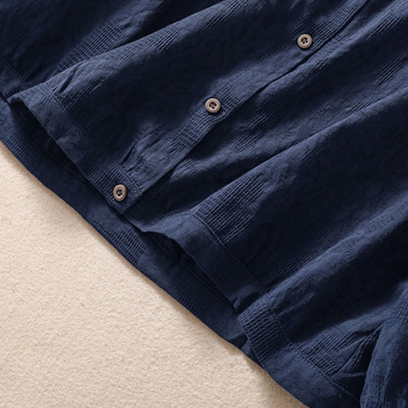 Tactile Cotton Jacquard Buttoned Meditation Hoodie