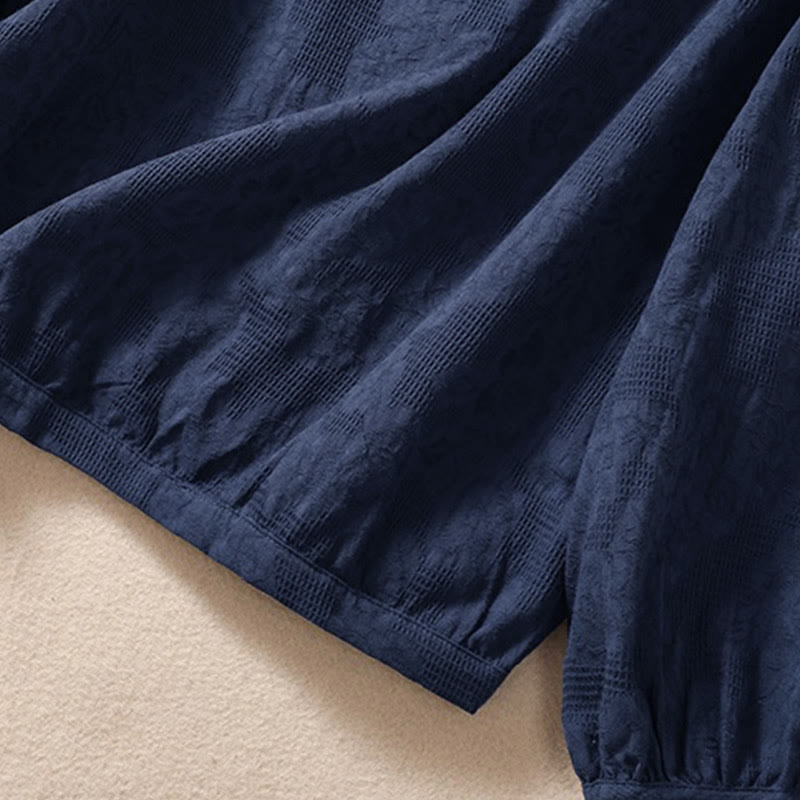 Tactile Cotton Jacquard Buttoned Meditation Hoodie