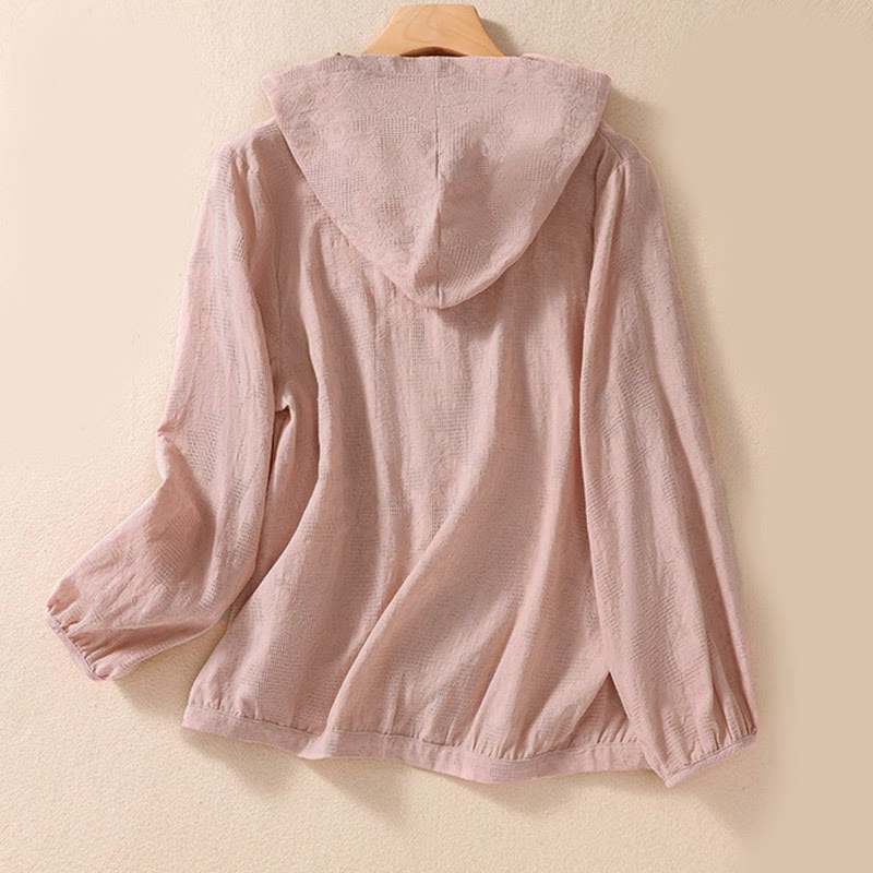 Tactile Cotton Jacquard Buttoned Meditation Hoodie