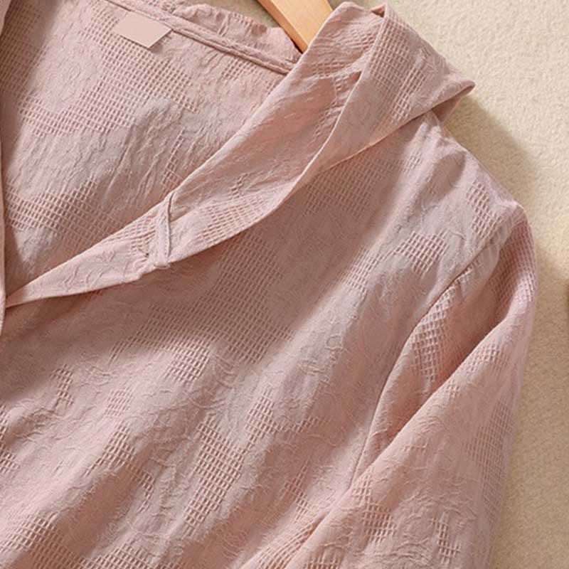 Tactile Cotton Jacquard Buttoned Meditation Hoodie