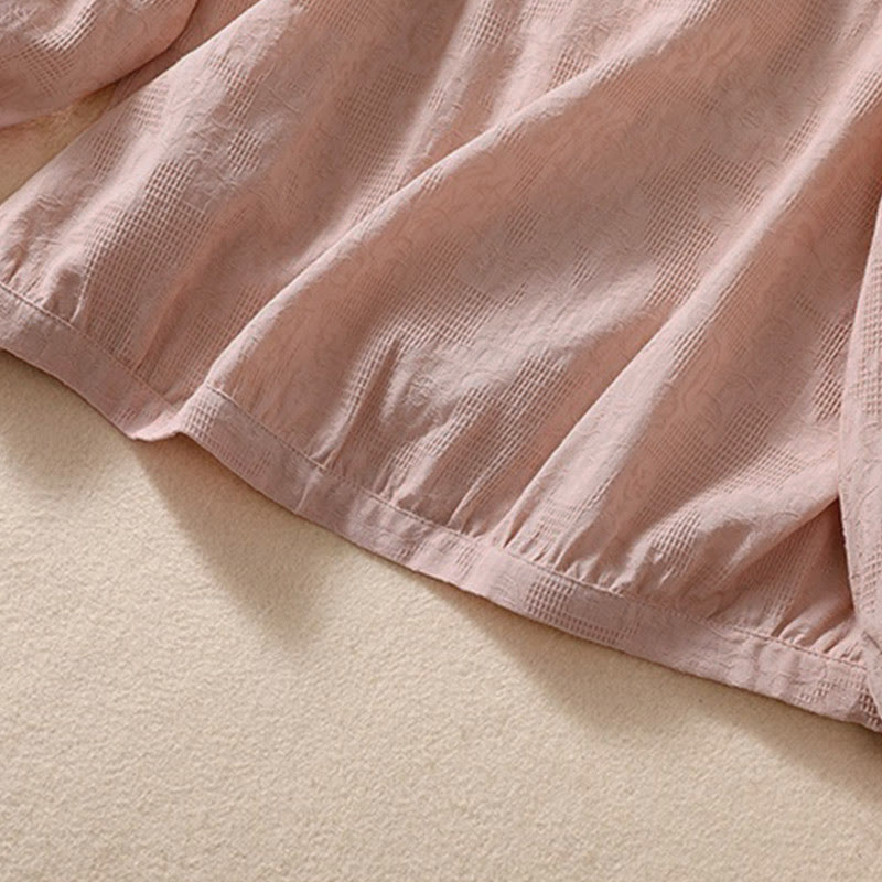 Tactile Cotton Jacquard Buttoned Meditation Hoodie