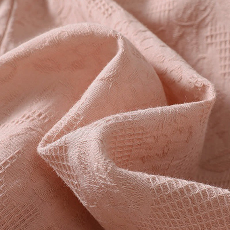 Tactile Cotton Jacquard Buttoned Meditation Hoodie