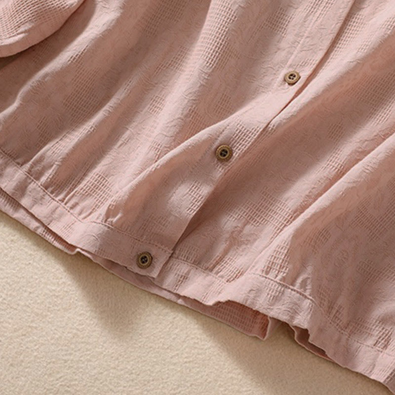 Tactile Cotton Jacquard Buttoned Meditation Hoodie