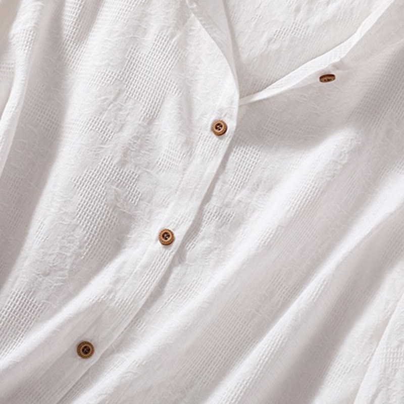 Tactile Cotton Jacquard Buttoned Meditation Hoodie