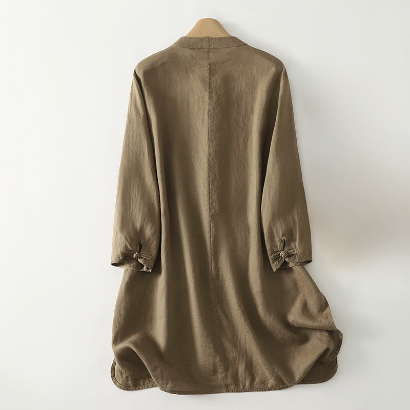 Cotton Stand Collar Three-Quarter Sleeve Mindful Women's Shirt
