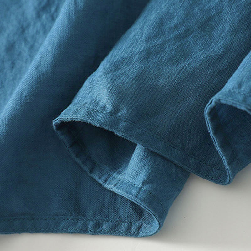 Cotton Stand Collar Three-Quarter Sleeve Mindful Women's Shirt