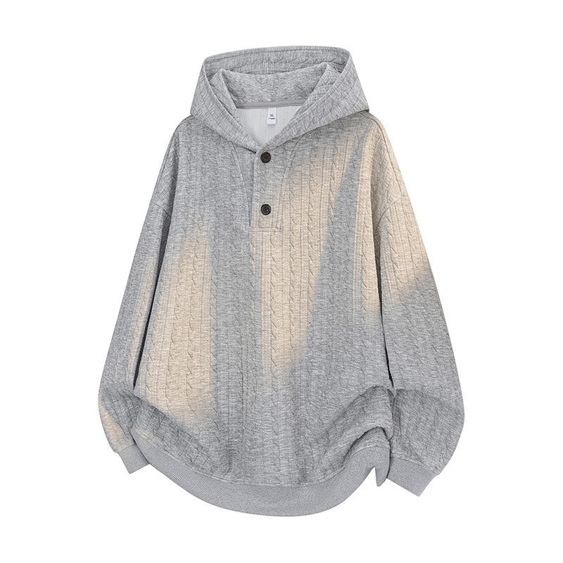 Structured Twisted Button Grounding Men's Hoodie