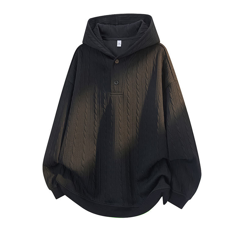 Structured Twisted Button Grounding Men's Hoodie