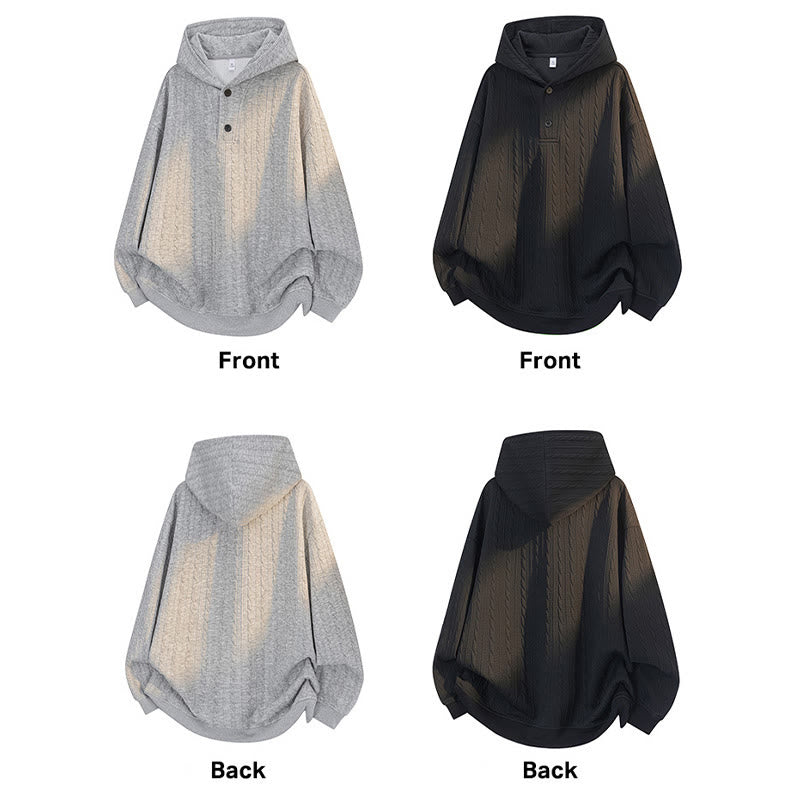 Structured Twisted Button Grounding Men's Hoodie