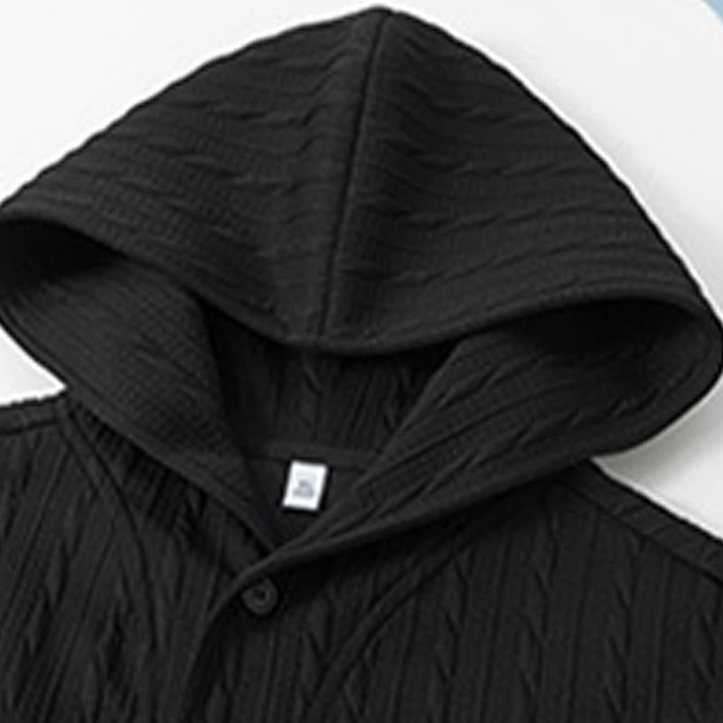Structured Twisted Button Grounding Men's Hoodie