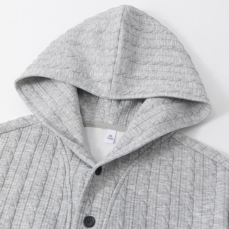 Structured Twisted Button Grounding Men's Hoodie