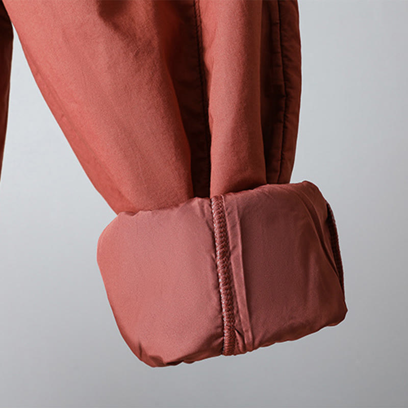 Winter Elastic Waist Cotton Thermal Women's Cropped 7-8 Length Harem Pants With Pockets