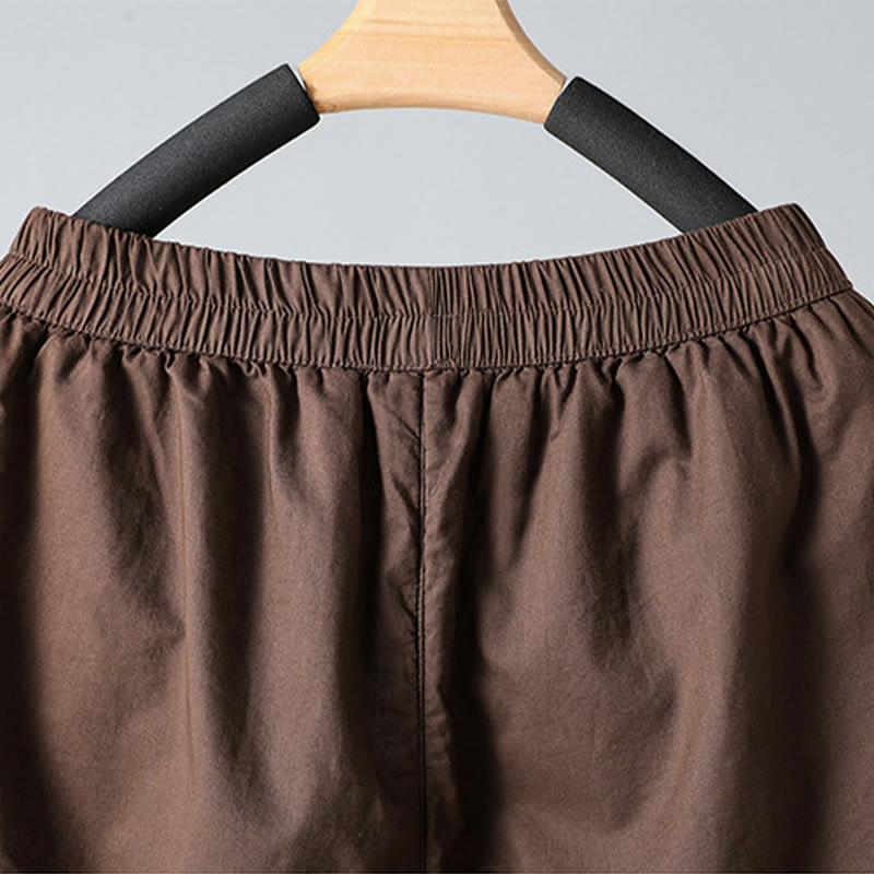 Winter Elastic Waist Cotton Thermal Women's Cropped 7-8 Length Harem Pants With Pockets