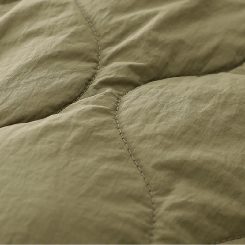 Winter Curved Lines Elastic Waist Drawstring Cotton Thermal Women's Pants With Pockets