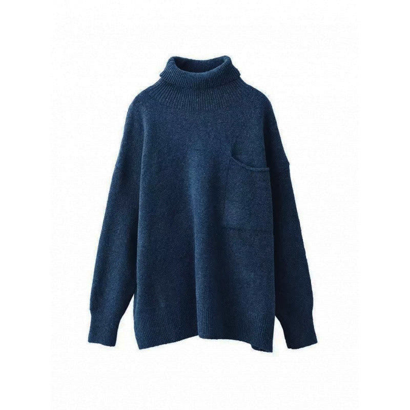 Tactile Knitted Cotton Mock Neck Grounding Sweater